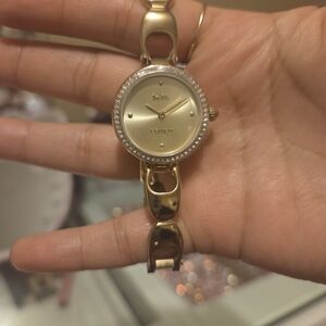 Coach Women's Gold-Tone Watch with Crystal Accents